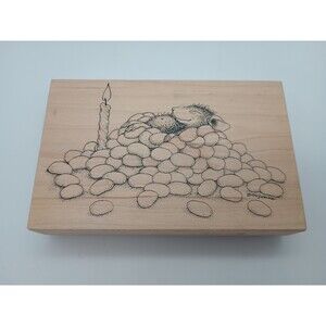 House Mouse Candle & Jelly Beans Birthday Sleep Nap Stampa Rosa Rubber Stamp 71